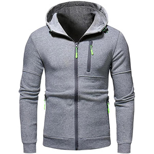 Sudaderas con capucha con cremallera completa personalizadas unisex 100% algodón Color sólido Ropa de invierno para hombres de alta calidad con bordado de impresión personalizado - Product Image 1