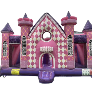 Parcours d'obstacles amusant de château plein d'entrain gonflable de pastel extérieur commercial pour rebondir! - Product Image 1