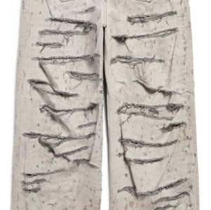Vintage hommes Super Baggy <span class=keywords><strong>blanc</strong></span> détruit Jeans ample large jambe <span class=keywords><strong>pantalon</strong></span> avec de grands trous sale effet rue personnalité tendance - Product Image 4