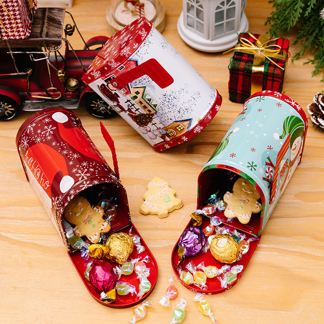 Custom Printing Tin Can, Packaging Mailbox Shape Metal Tin Box Food Storage Gift Christmas Tin/