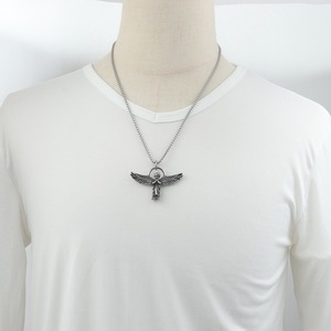 yunnique Stainless Steel Angel Wing Pendant <b>Necklace</b> With Chain 60cm <b>Long</b> For Men And Women Fashion Jewelry - Product Image 3