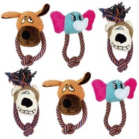 Usine en gros coton corde jouets son nettoyage des dents chien jouet dessin animé animal grinçant en peluche chien jouet