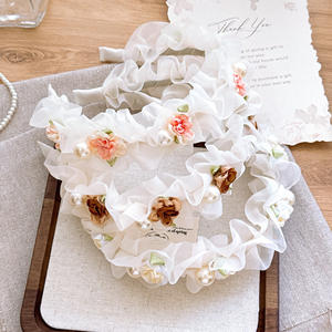 عصابة رأس شبكية من الدانتيل مع زهرة الياسمين، إكسسوار شعر للربيع والصيف، غطاء رأس نسائي - Product Image 6