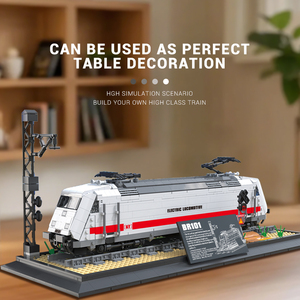 Reobrix 66802 BR101 Ensemble de locomotives électriques blanc et rouge, train <span class=keywords><strong>à</strong></span> grande vitesse avec <span class=keywords><strong>pantographe</strong></span> et décor de château, modèle de collection pour adultes - Product Image 4