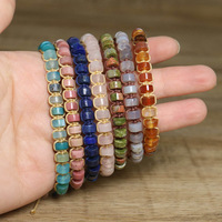 Conjunto de Pulseras Boho de Piedra Natural Hechas a Mano, Elegantes y de Lujo, con Nudos de Macramé y Cuentas Tejidas, Joyería de Regalo al por Mayor para Mujer
