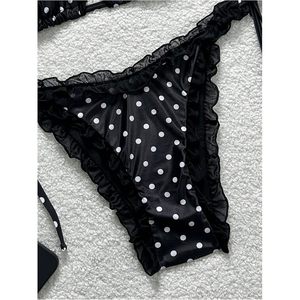 FOXA Women's 2 Piece Polka Dot <b>Bikini</b> Set Halter Triangle Ruffle Swimwear <b>String</b> Tie Side Bathing Suit - Product Image 4