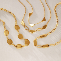 Collier J&D Designer tendance géométrique brillant en acier inoxydable plaqué or 18 carats pour femme, bijoux minimalistes classiques imperméables