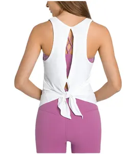 DT180新款蝴蝶领带漂亮背部运动背心女式时尚休闲户外健身跑步裸上衣