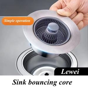 Filtro de desagüe de acero inoxidable para fregadero de cocina con sistema de rebote y tapón - Product Image 2