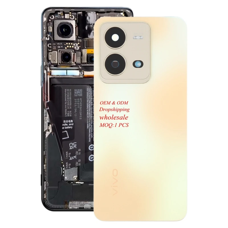 Оптовая продажа, оригинальная задняя крышка аккумулятора с крышкой объектива камеры, запчасти Realme для vivo V25, запасные части для ремонта