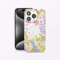 Nouvelle couverture mobile transparente antichoc charge sans fil fleur magnétique IMD étui de téléphone pour iPhone 17 16 15 14 13 12 Pro Max Plus Air
