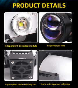 2X Objectif de projecteur bi-LED plus lumineux A11 <span class=keywords><strong>MAX</strong></span> 20W Phare de voiture haute puissance avec système de refroidissement avec lentille bleue - Product Image 5