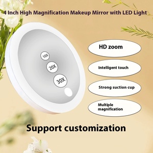 <span class=keywords><strong>Espejo</strong></span> de Maquillaje con Luz LED para <span class=keywords><strong>Baño</strong></span>, Doble Cara, Acabado Plateado, 4 Pulgadas (10 cm), 10X 20X 30X Aumentos, Recargable, con Ventosas - Product Image 2