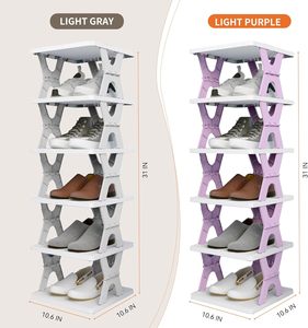 Meuble à chaussures moderne multi-niveaux, simple et peu encombrant, pour petits espaces étroits, idéal pour l'entrée. - Product Image 1