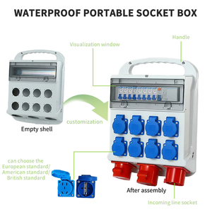 Boîte <span class=keywords><strong>de</strong></span> distribution d'alimentation industrielle portable IP65, best-seller, étanche, 32A, <span class=keywords><strong>prise</strong></span> en plastique avec fiches et prises - Product Image 3