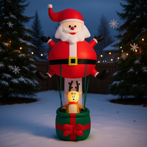 Decorazione gonfiabile da esterno per le vacanze con Babbo Natale e renne, 2,4 metri, in PVC - Product Image 2