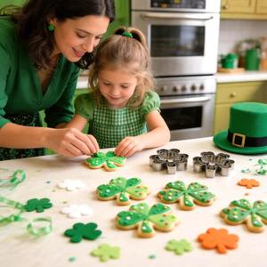Juego de Cortadores de Galletas Metálicos para el Día de San Patricio, Formas de Tréboles y Tréboles de Cuatro Hojas, Molde de Galletas de Acero Inoxidable - Product Image 4