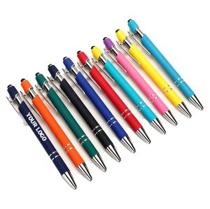 Business Gifts Metal 2 in 1 Soft Cover Promotional Multi-Colored Ballpoint <b>Pen</b> Aluminum Touch <b>Stylus</b> Custom Logo <b>Pens</b> - Product Image 1