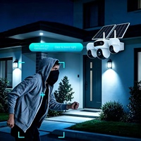 Kamera CCTV Panorama 360 Bertenaga Surya dengan Penglihatan Malam, 4 Lensa Fish Eye untuk Pengawasan Kebun & Kolam Ikan, Data Gratis 4G