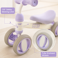 Porteur d'équilibre 4 roues anti-basculement pour bébé, roues silencieuses, trotteur sans pédales, jouet à chevaucher pour 1-3 ans, idéal pour le premier anniversaire