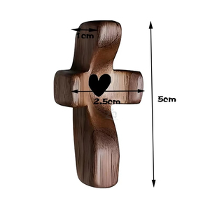 Mini croix religieuse vintage en <span class=keywords><strong>bois</strong></span>, gravée au laser sur mesure, pour enfants, ornements de bénédiction, confort de poche - Product Image 2