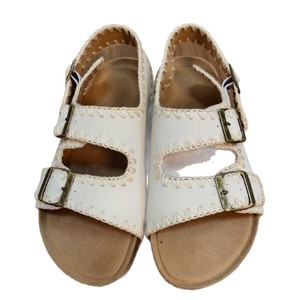 Flat Sandals Women Open <b>Toe</b> Genuine Leather Buckle Closure Cork Outsole Breathable Summer Casual Solid Color Elegant Style - Product Image 5
