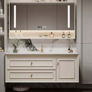 Light European Style Rubber Wood Baking <b>Paint</b> Single Bathroom Vanity with Large Storage - Product Image 4