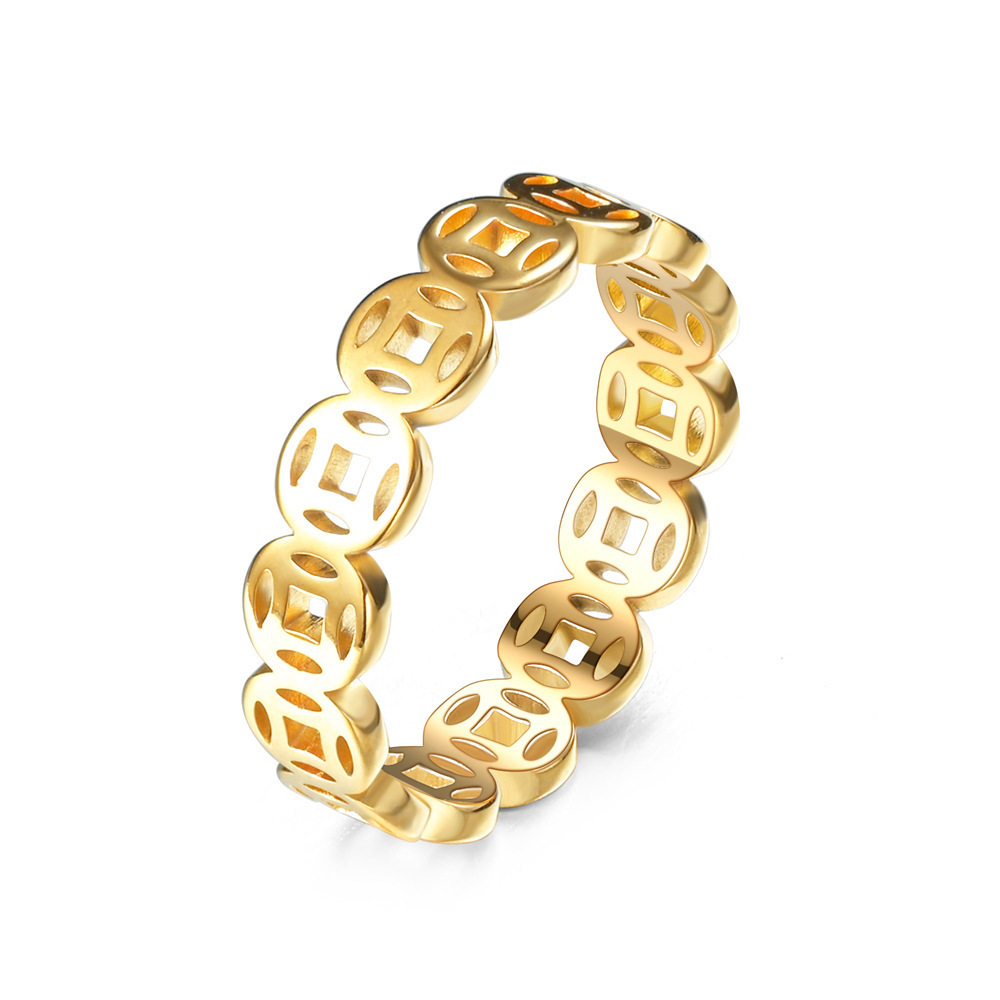 Anillo de moneda de cobre dorado de 6 mm