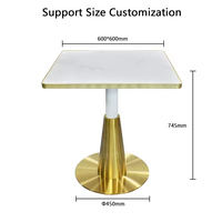 Base de table en titane et or en acier inoxydable personnalisée plateau en porcelaine Riprap table pour salle à manger carrée ensemble de tables multiples