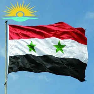 Sunshine Custom Syria flags 3x5 ft logo white red black white green star flag Exchange Hand car Syria countries national flags