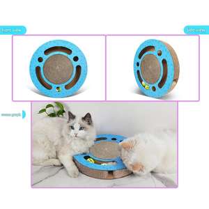 Personalizado 2 em 1 Rodada Grande Scratch Pad De Papelão com Trilha De Brinquedo <span class=keywords><strong>Cat</strong></span> Coçar Pads <span class=keywords><strong>Cat</strong></span> Play Board - Product Image 3