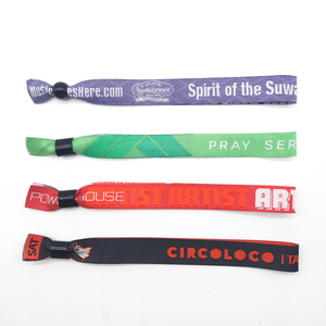Diez centavos Promoción regalo logotipo personalizado al por mayor Evento Festival Pulseras de poliéster tejidas Muñequeras de tela - Product Image 4