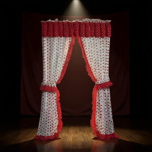 Juego de cortinas Queen Of Hearts, 2,15 m x 2,78 m, panel de encaje de algodón rojo y blanco, disfraz de competición - Product Image 2