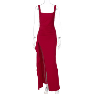 Vestido de Festa Maxi Elegante com Logo Personalizado para Mulheres, Vestido Longo Sexy com Costas Descobertas e Fenda Alta para Aniversário - Product Image 5