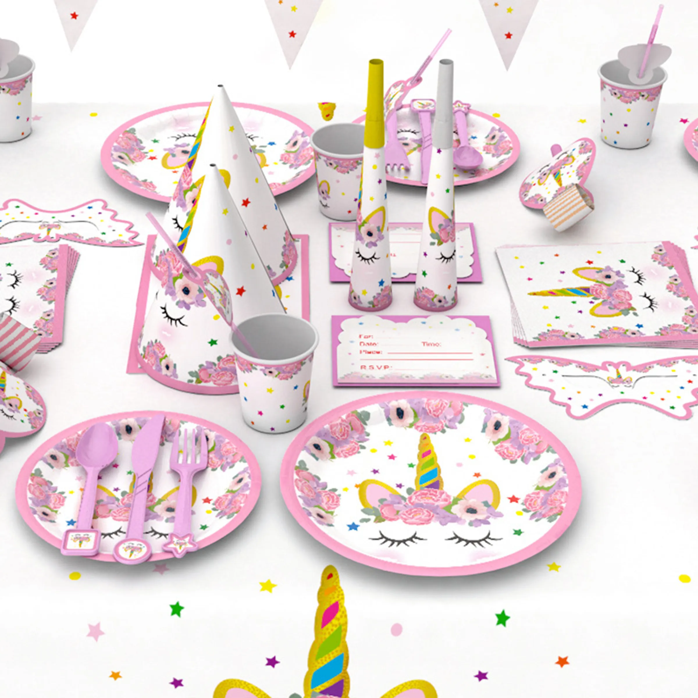 Wholesale Pink Unicorn Design Theme Party Decoration Pack Supplier for Kids