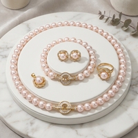 Vente en gros de perles d'eau douce 8-9mm véritables collier de perles bracelet boucles d'oreilles bague ensemble perles rondes perle ensemble de bijoux