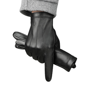 Guantes de Cuero Genuino para Hombre, Ecológicos, Cálidos, con Pantalla Táctil, para Ciclismo, Esquí, Conducción al Aire Libre - Product Image 1