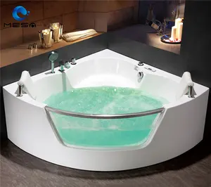 High quality whirlpool jetted spa bath tubs massage bathtub supplier with transparent tempered glass