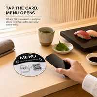 Carte NFC autocollante ronde en acrylique étanche avec code QR pour avis Google, menu, restaurant, salon de coiffure, comptoir, avis instantané