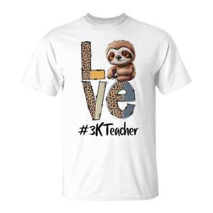 Camiseta Love Sloth 3K Teacher, unisex, cuello redondo, manga corta, ropa para el regreso a la escuela - Product Image 1