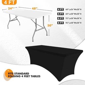 White Elastic Stretch Woven Spandex <b>Table</b> <b>Cover</b> & Skirt Waterproof & Oilproof Ruffled Design for Outdoor Weddings - Product Image 2