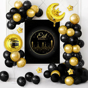 Kit de guirlande de ballons Superwin noir et or, décoration de fête, confettis en vrac, arc de ballons métalliques pour décor de Eid <span class=keywords><strong>Mubarak</strong></span> <span class=keywords><strong>Aid</strong></span> Moubarak - Product Image 1