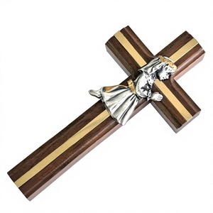 Crucifijo, cruz de madera, niña, figura hecha a mano, decoración colgante, Cruz de pared - Product Image 4