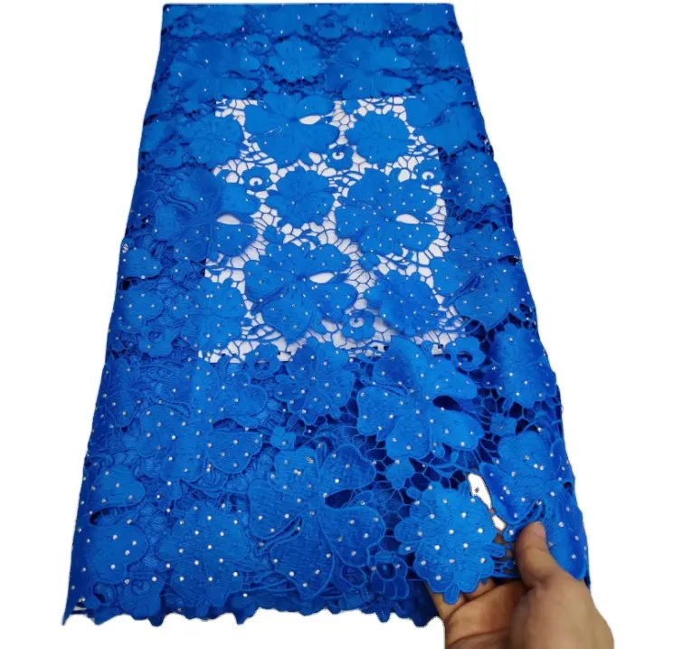 Manufacturer Wholesale new Beautiful 3D Flower beaded Cheap Textile Embroidery Fabric Swiss Voile lace