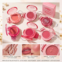 Palette de blush crème velouté miniature mignonne avec porte-clés, maquillage naturel minéral hautement pigmenté, waterproof, effet dewy, pour les lèvres et les joues