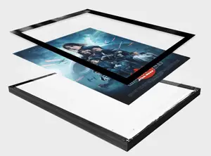 Slim Thin Light Box Publicidad LED Sign Board Tablero de carteles magnético, A2, Negro