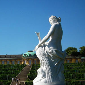 รูปปั้นนกยูงหินอ่อนสีขาวแกะสลักด้วยมือปรับขนาดได้รูปปั้นสวน - Product Image 3