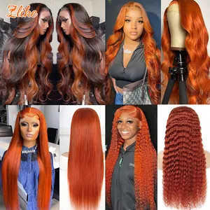 180% Density HD Full Lace Human Hair Wigs For Black Women 350 Orange Ginger Colored Lace Front Wigs Lace Closure Frontal Wig