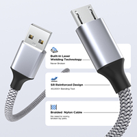 Kabel data usb mikro kepang nilon, kabel pengisi daya Cepat 2,4 A untuk ponsel pintar android speaker bluetooth