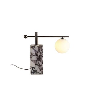 Lámpara de Escritorio de Mármol Moderna con Globo de Vidrio para Sala de Estar, Dormitorio o Estudio - Product Image 5